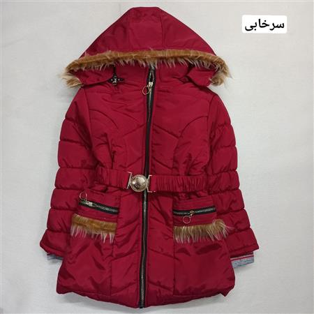 کاپشن کمربندی جیب خزدار