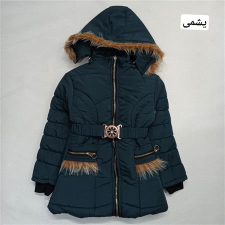 کاپشن کمربندی جیب خزدار