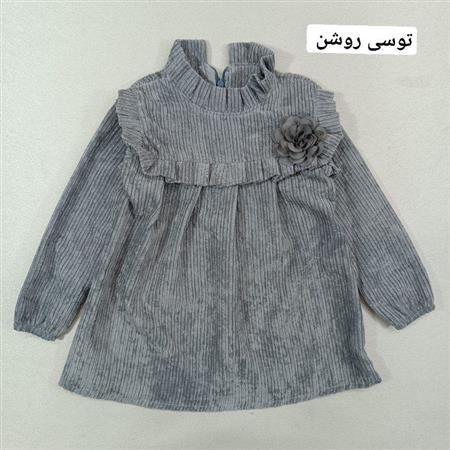 پیراهن مخمل کبریتی تک گل