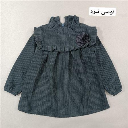 پیراهن مخمل کبریتی تک گل
