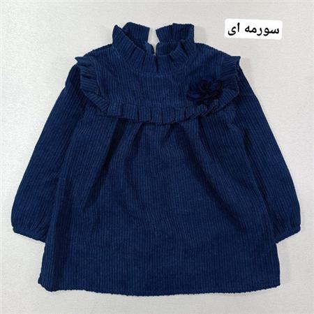 پیراهن مخمل کبریتی تک گل