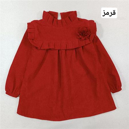 پیراهن مخمل کبریتی تک گل