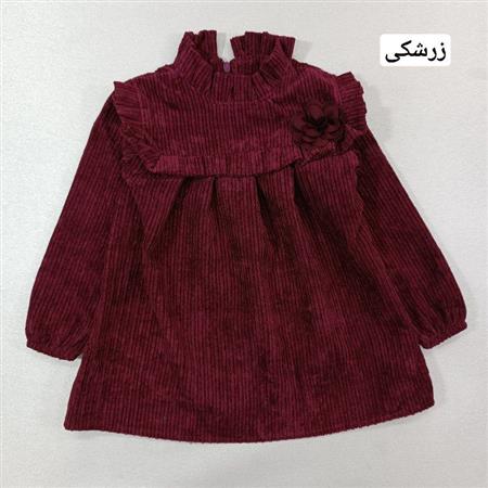 پیراهن مخمل کبریتی تک گل