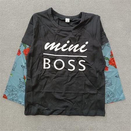 بلوز مشکی Boss آستین گلدار تکسایز