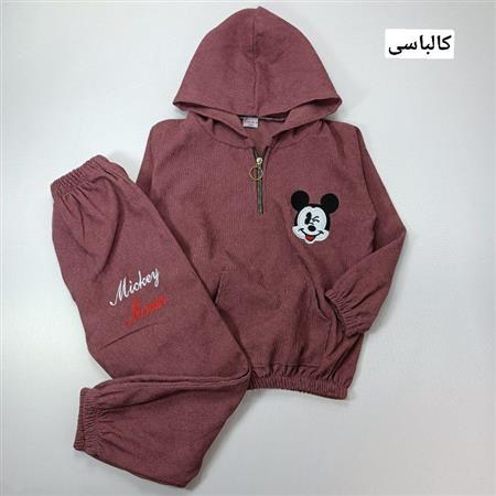 سویشرت شلوار مخمل میکی گلدوزی