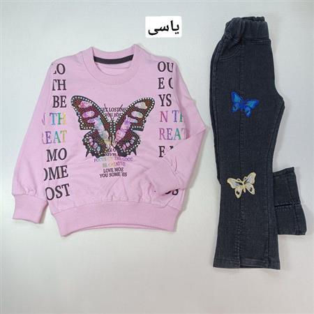 بلوز شلوار پروانه نگین دار