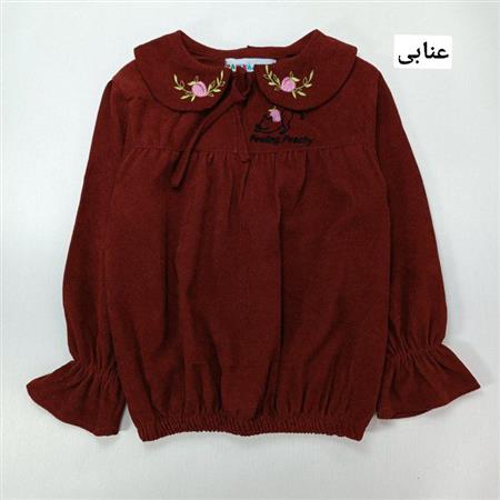 شومیز مخمل کبریتی یقه گلدوزی