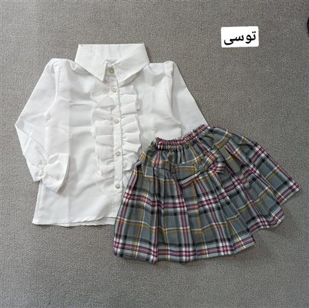 شومیز دامن چهارخونه پاپیونی تکسایز