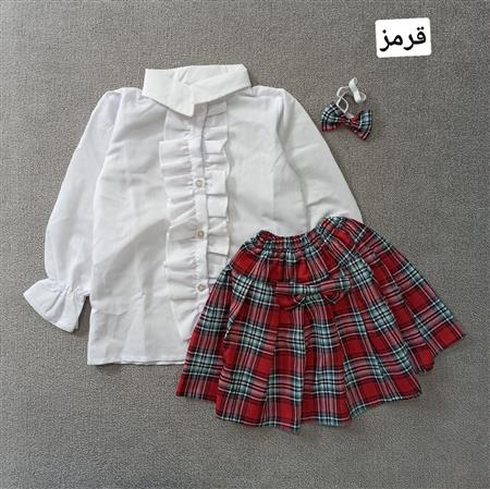شومیز دامن چهارخونه پاپیونی تکسایز