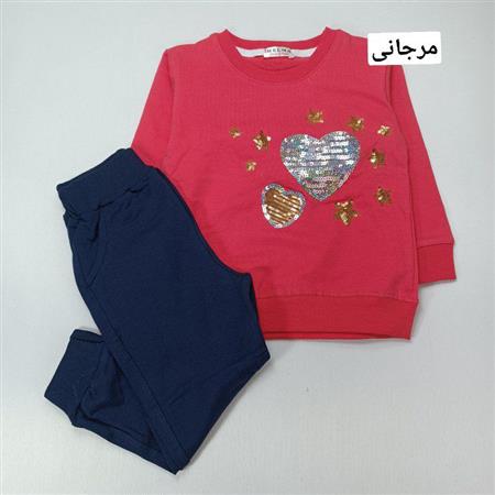 بلوز شلوار قلب پولکی زاپ دار