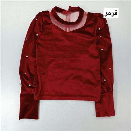بلوز مجلسی مخمل آستین مرواریدی