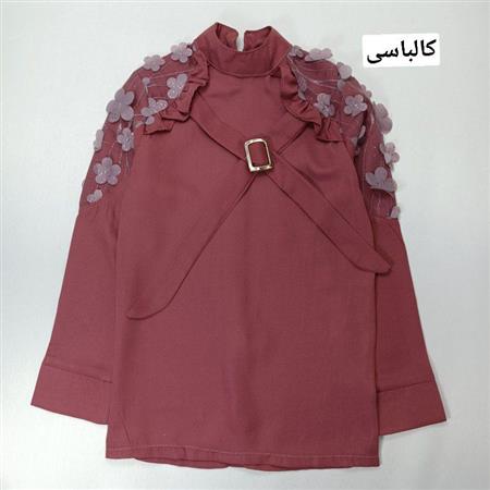 شومیز سرشونه گلدار یقه کرواتی