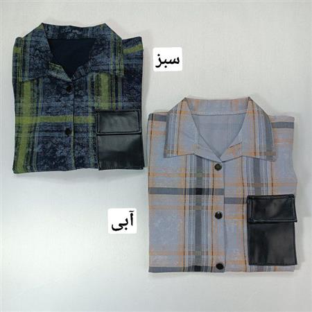 مانتو چهارخونه آستین چرم