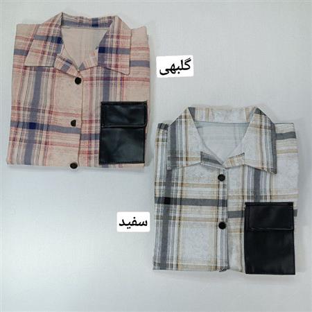 مانتو چهارخونه آستین چرم