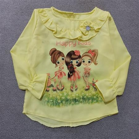شومیز زرد happy kids تکسایز