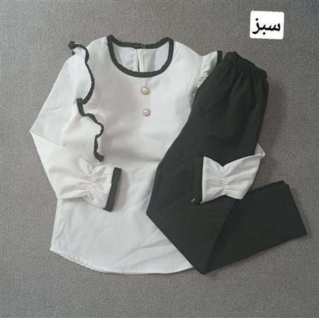 شومیز شلوار دخترانه دو دکمه تکسایز