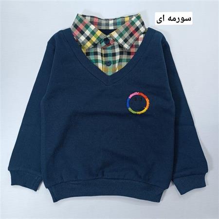 بلوز پسرانه یقه چهار خانه لبخند