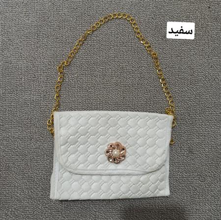 کیف سفید دکمه گل تکسایز