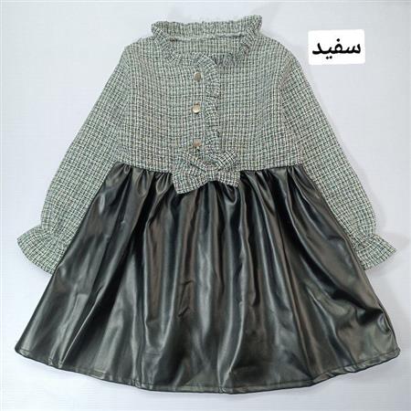 پیراهن سه دکمه دامن چرم