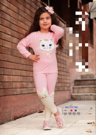 بلوز و شلوار طرح گربه سایز متوسط