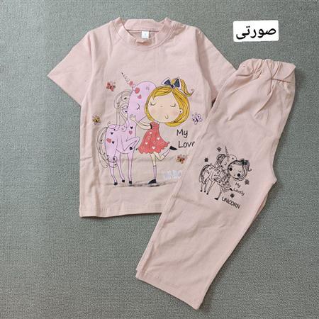 تیشرت شلوارک دختر و تکشاخ my love تکسایز