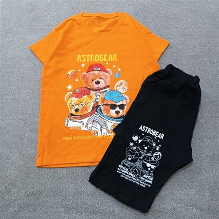 تیشرت شلوارک نارنجی Astrobear تکسایز