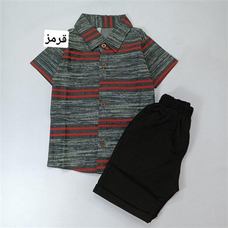 پیراهن شلوارک کتان راه راه پیمان