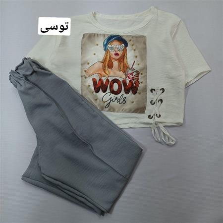 کراپ شلوار دختر مرواریدی جذاب