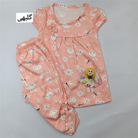 پیراهن شلوارک عروسکی خرگوش و گل
