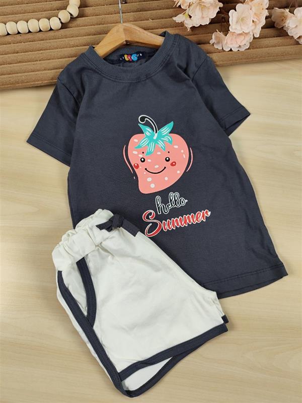تیشرت شلوارک توت فرنگی Hello Summer