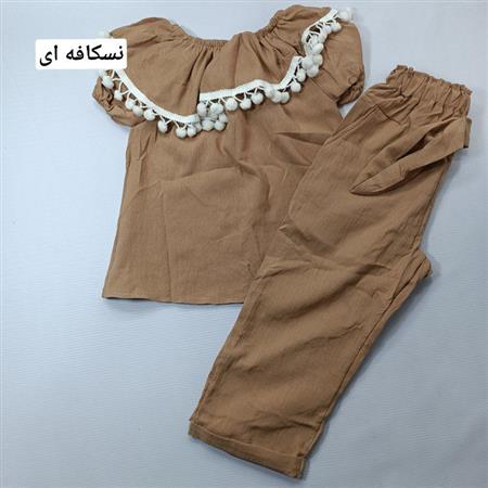 تیشرت شلوارک یقه دلبر پوم دار