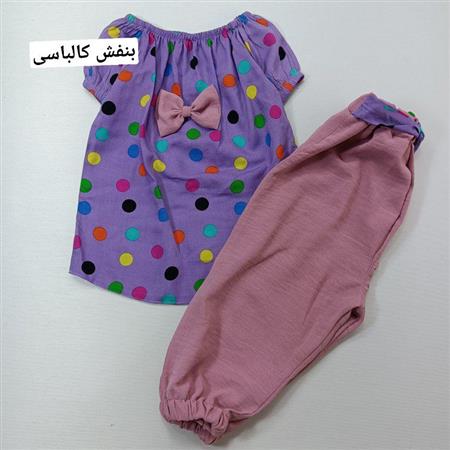 شومیز شلوار توپی پاپیونی