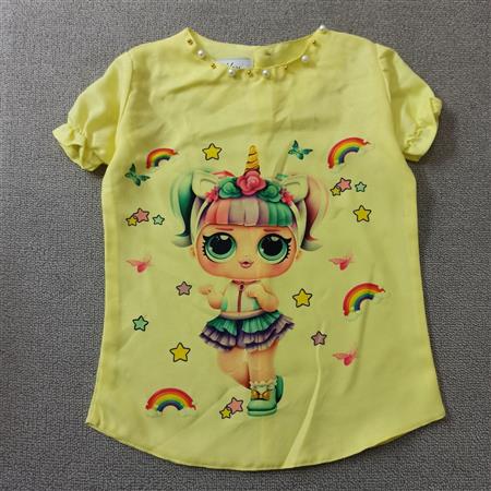 شومیز زرد لول و رنگین کمان تکسایز