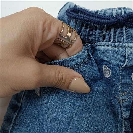 شلوارک جین قلب نخی