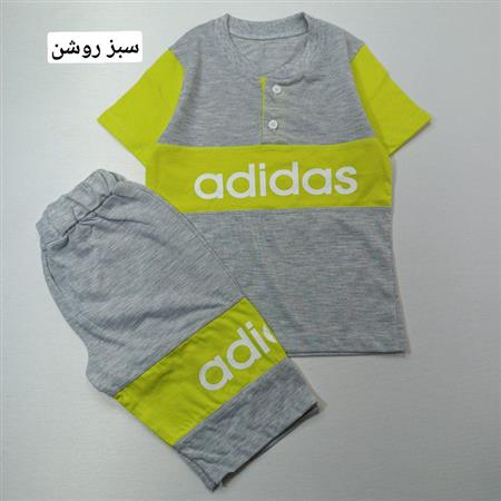 تیشرت شلوارک دو رنگ دو دکمه Adidas