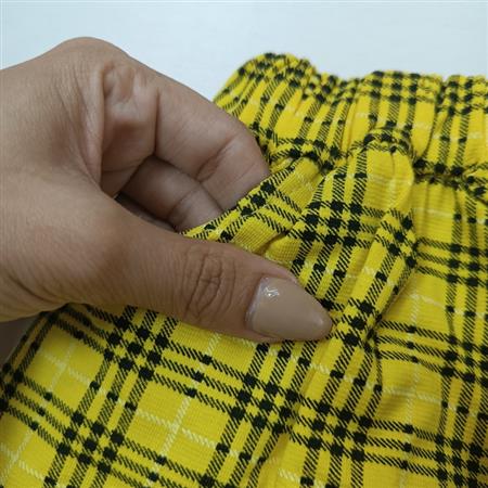 تیشرت شلوارک چهارخونه زرد