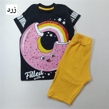 تیشرت شلوارک دونات رنگین کمانی