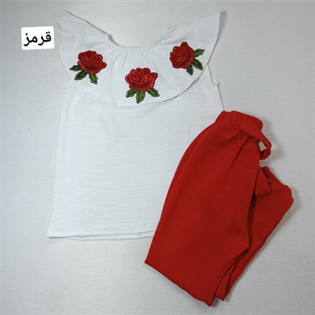 شومیز شلوار یقه دلبر سه گل