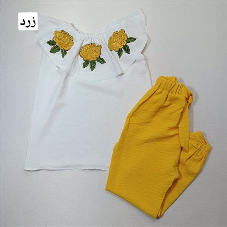 شومیز شلوار یقه دلبر سه گل