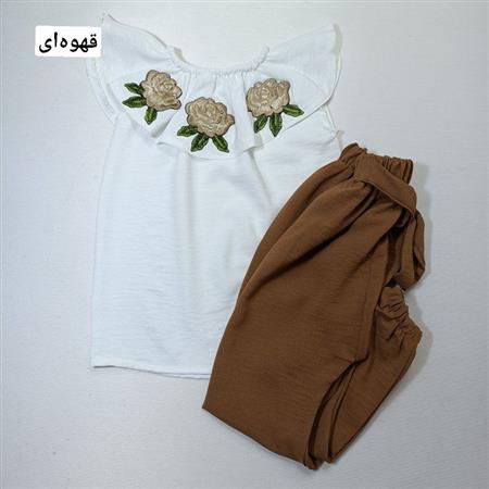 شومیز شلوار یقه دلبر سه گل