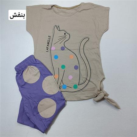تیشرت شلوارک پیشی خالخالی