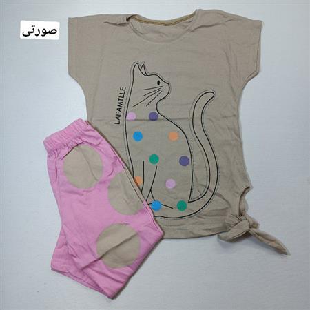 تیشرت شلوارک پیشی خالخالی