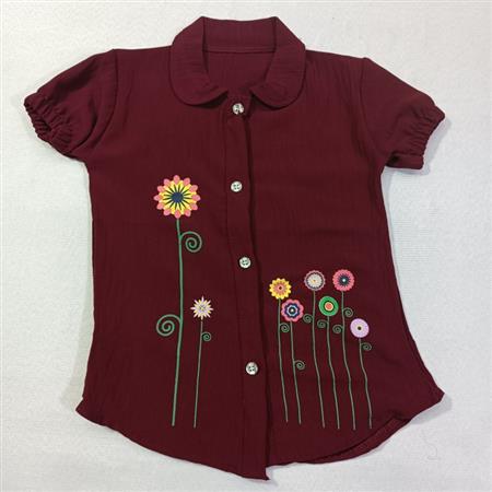 شومیز دکمه دار گل رنگی