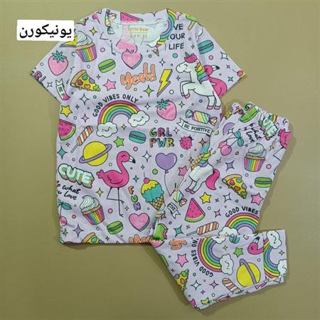 تیشرت شلوار راحتی توت فرنگی و یونیکورن