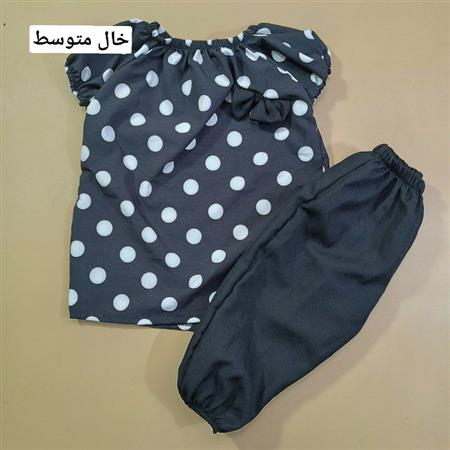 شومیز شلوار پاپیونی خالخالی