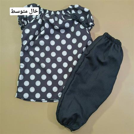 شومیز شلوار پاپیونی خالخالی