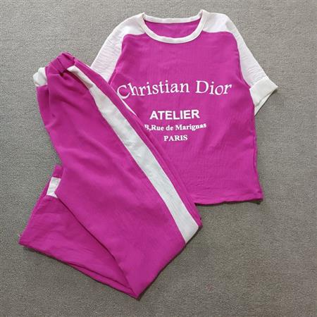 تیشرت شلوار سرخابی Christian Dior تکسایز