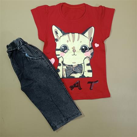 تیشرت شلوارک جین cat