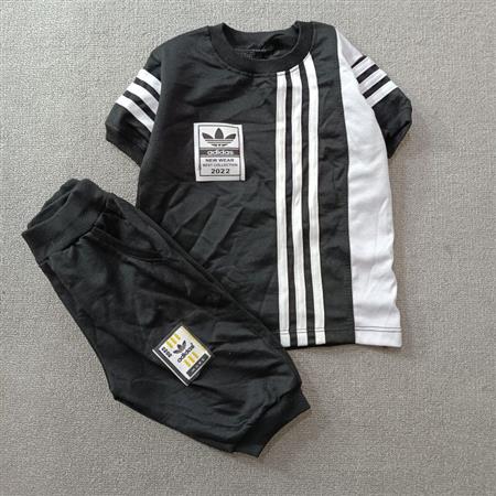 تیشرت شلوارک مشکی راه راه adidas 2022 تکسایز