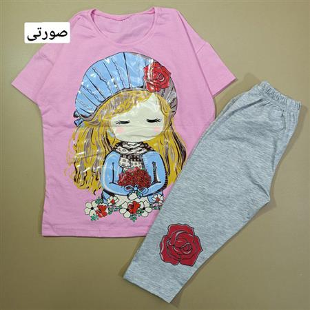 تیشرت شلوارک دختر گل فروش